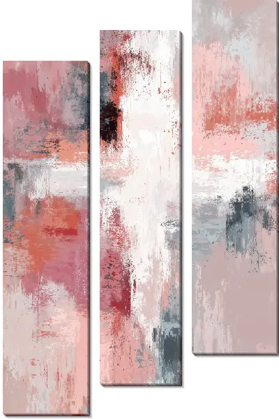 Модульная картина Абстракция с розовыми и серыми оттенками в современном стиле