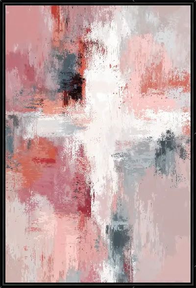 Картина Абстракция с розовыми и серыми оттенками в современном стиле