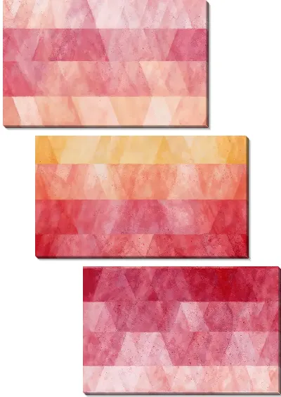Модульная картина Разнообразные треугольники на красном фоне создают интересный узор