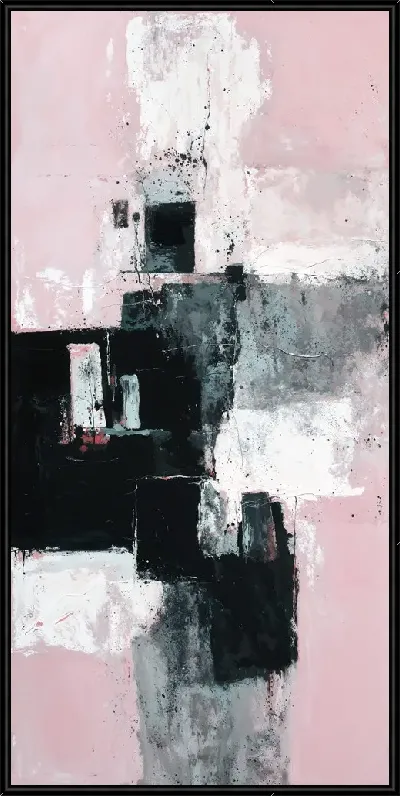 Картина Абстракция в черно-белых и розовых тонах