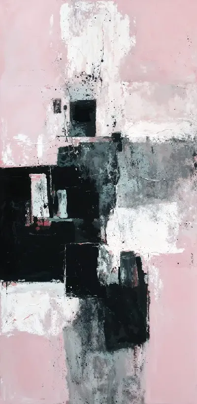 Плакат Абстракция в черно-белых и розовых тонах