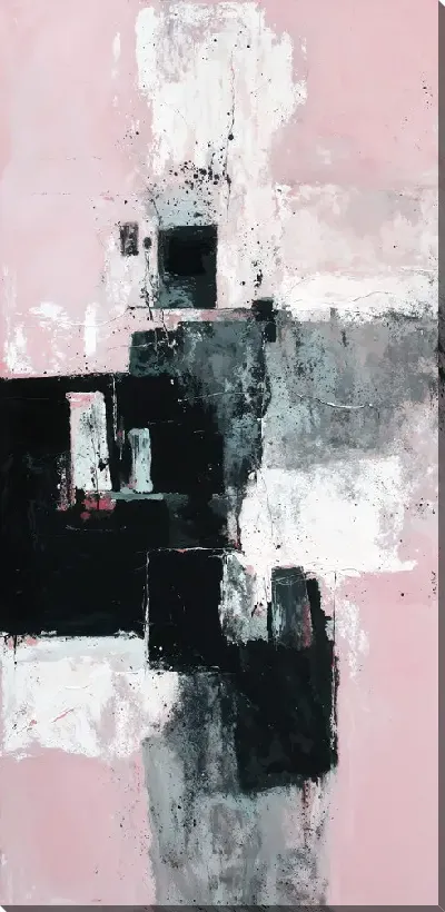 Постер Абстракция в черно-белых и розовых тонах