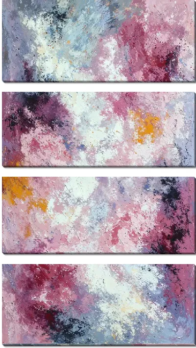 Модульная картина Абстракция с розовыми и белыми цветами на фоне