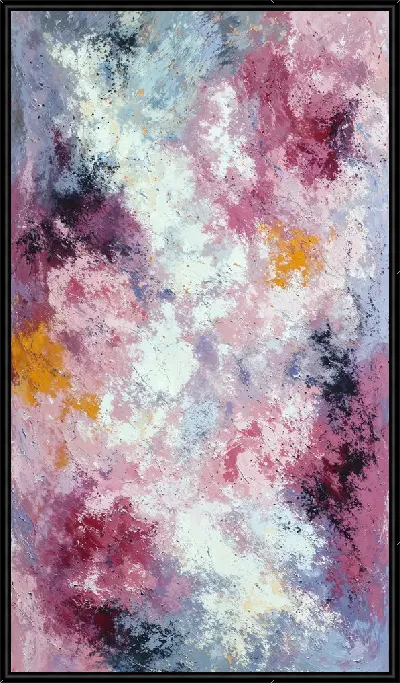 Картина Абстракция с розовыми и белыми цветами на фоне