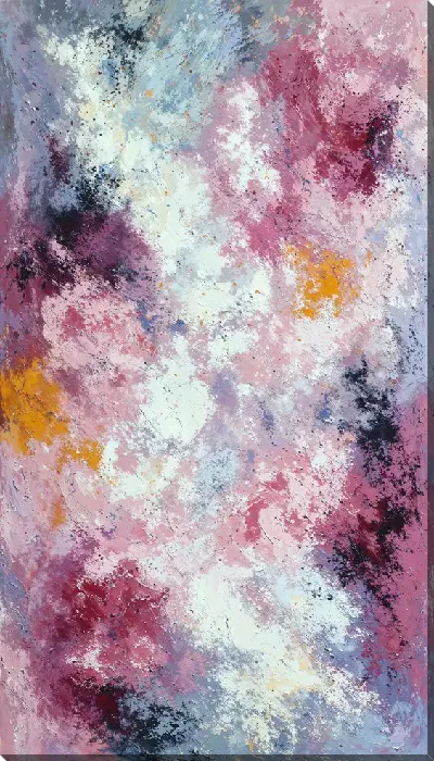 Картина маслом Абстракция с розовыми и белыми цветами на фоне