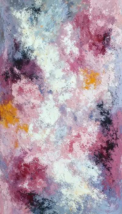 Плакат Абстракция с розовыми и белыми цветами на фоне