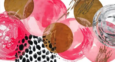 Плакат Яркие круги и формы на белом фоне