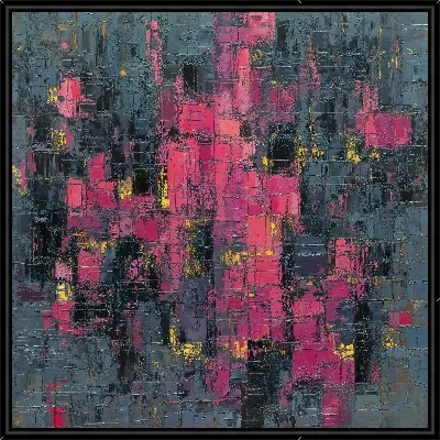 Картина Абстракция с яркими цветами на темном фоне в современном стиле