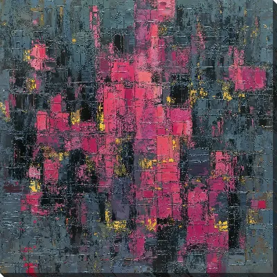 Постер Абстракция с яркими цветами на темном фоне в современном стиле