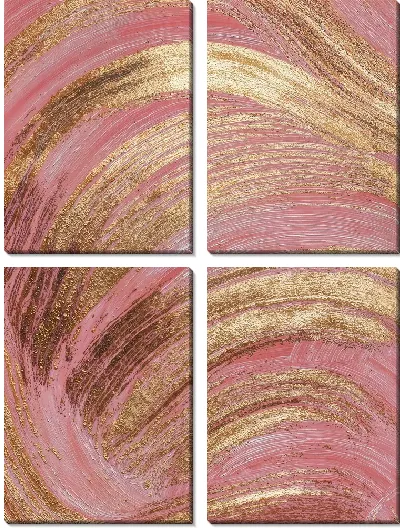 Модульная картина Текстура розового фона с золотыми полосами