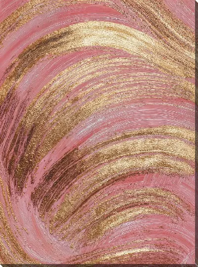 Картина маслом Текстура розового фона с золотыми полосами