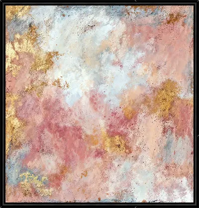 Картина Абстрактция с золотыми вставками и мягкими цветами