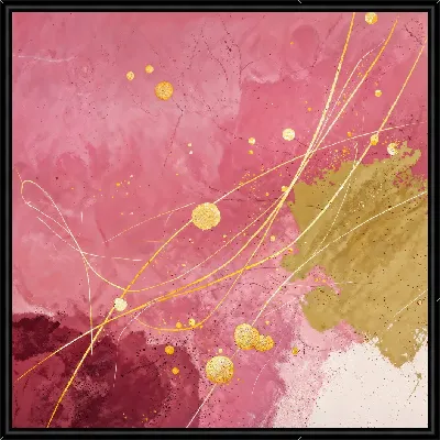 Картина Абстракция с розовыми и золотыми элементами