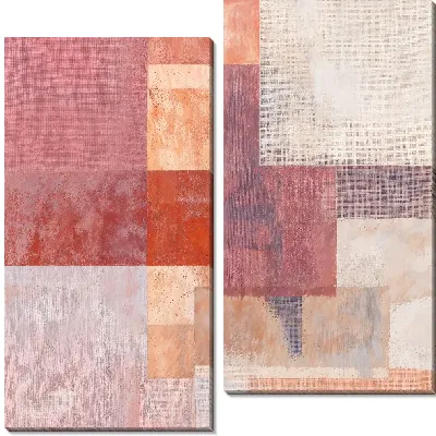 Модульная картина Геометрические формы и текстуры в красных и бежевых тонах на фоне