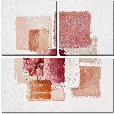 Модульная картина Абстрактная композиция из цветных квадратов на белом фоне