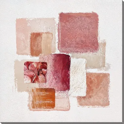 Картина маслом Абстрактная композиция из цветных квадратов на белом фоне