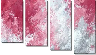 Модульная картина В красных тонах с белыми пятнами на фоне