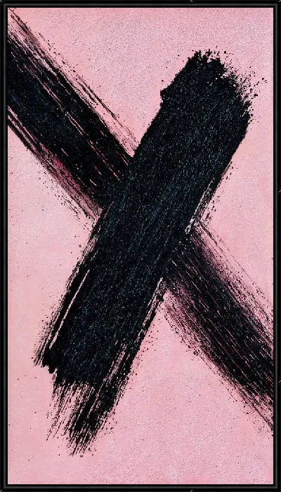 Картина Чёрная полоска на розовом фоне