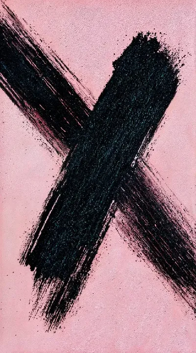 Плакат Чёрная полоска на розовом фоне