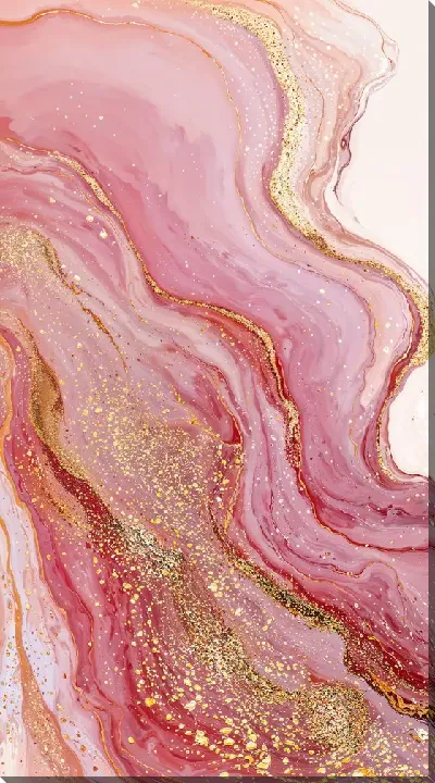 Картина маслом Розовые и золотые волны на светлом фоне создают интересный узор