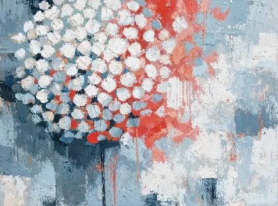 Плакат Овальная форма с белыми точками на разноцветном фоне