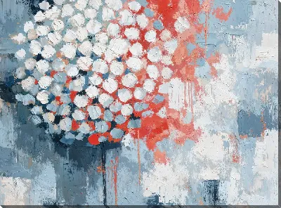 Постер Овальная форма с белыми точками на разноцветном фоне