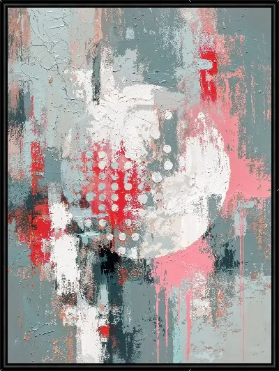 Картина Современная абстракция с кругами и яркими цветами на сером фоне