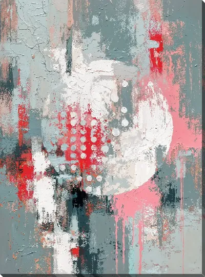 Постер Современная абстракция с кругами и яркими цветами на сером фоне