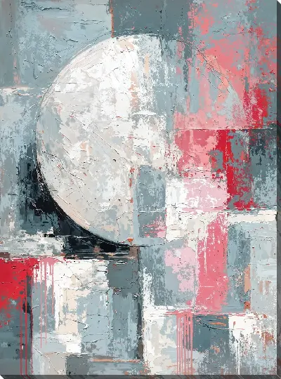 Картина маслом Абстракция с круглыми формами и цветами