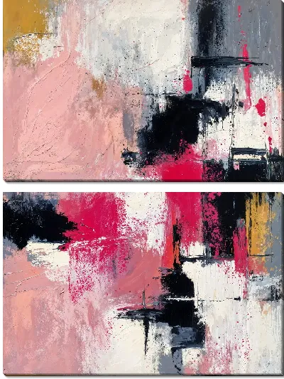 Модульная картина Композиция с розовым, черным и белым цветом