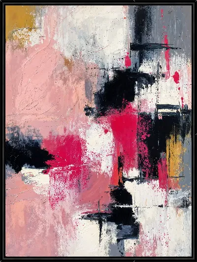 Картина Композиция с розовым, черным и белым цветом