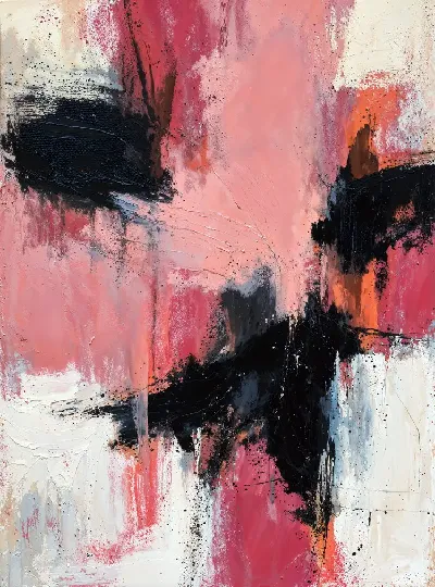 Плакат Композиция с розовым, черным и белым цветом №3