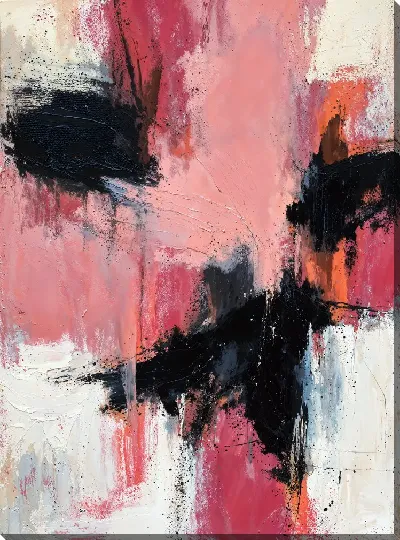 Постер Композиция с розовым, черным и белым цветом №3