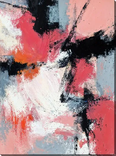 Картина маслом Композиция с розовым, черным и белым цветом №4
