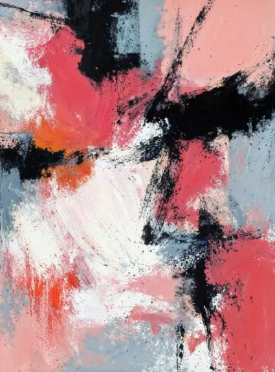 Плакат Композиция с розовым, черным и белым цветом №4