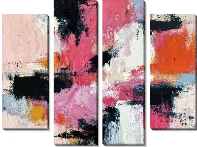 Модульная картина Композиция с розовым, черным и белым цветом №5