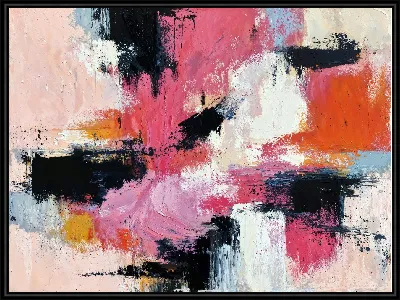 Картина Композиция с розовым, черным и белым цветом №5