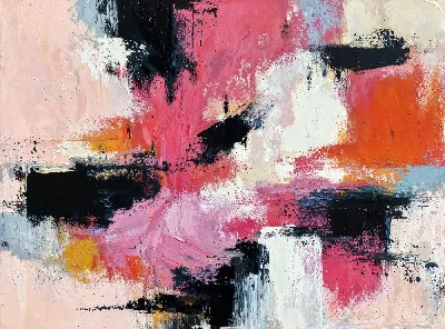 Плакат Композиция с розовым, черным и белым цветом №5