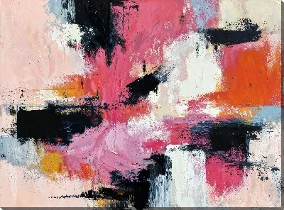 Постер Композиция с розовым, черным и белым цветом №5