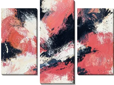 Модульная картина Композиция с розовым, черным и белым цветом №6