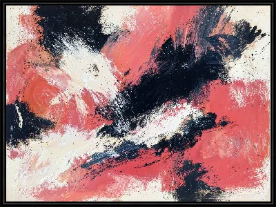 Картина Композиция с розовым, черным и белым цветом №6