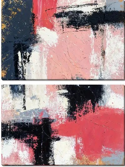 Модульная картина Композиция с розовым, черным и белым цветом №7