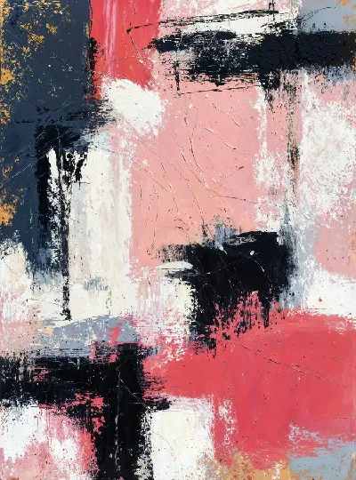 Плакат Композиция с розовым, черным и белым цветом №7