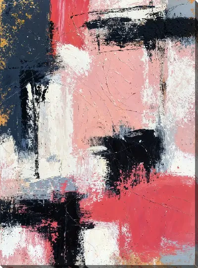 Постер Композиция с розовым, черным и белым цветом №7