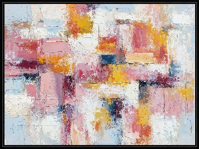 Картина Композиция с розовым, желтым и синим на белом фоне