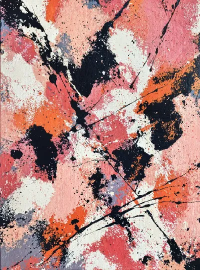 Плакат Абстрактная картина с яркими розовыми пятнами №2