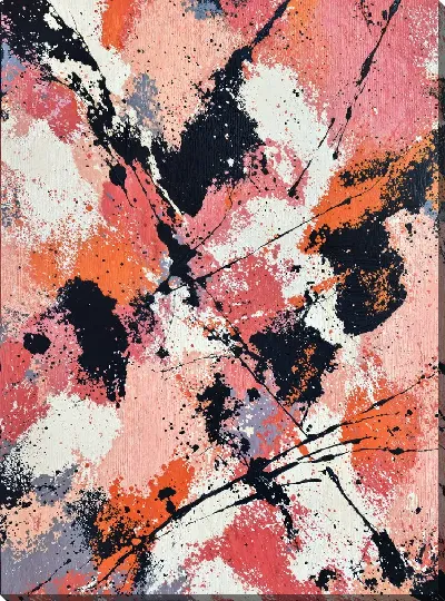 Постер Абстрактная картина с яркими розовыми пятнами №2