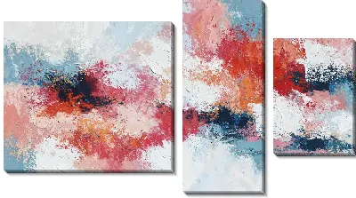 Модульная картина Абстрактная картина с яркими цветами на белом фоне и текстурой