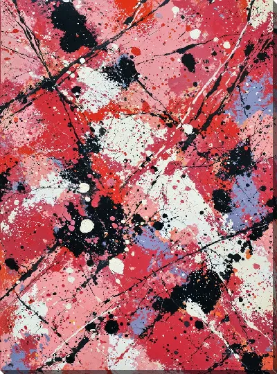 Постер Розовый и черный абстрактный рисунок с брызгами в художественном стиле