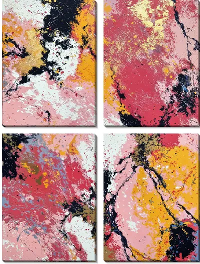 Модульная картина Абстрактная композиция с яркими цветами и текстурами